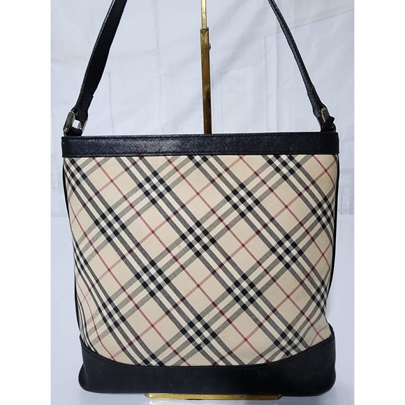 Burberry Vintage Nova Check Canvas Shoulder Bag Beige/Black - Picture 6 of 13